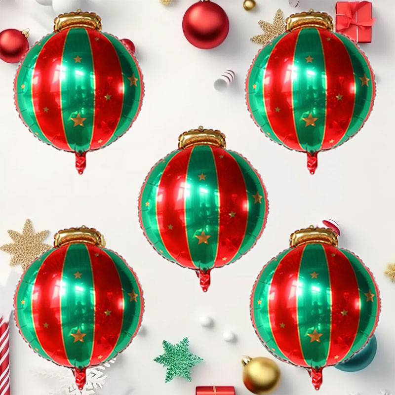 Party Event Supply Store - 5 個レッドグリーンクリスマスボールサフペホイルバルーンメリークリスマスデコレーションホームストアパーティー用品ナヴィダード 2026 グロボス