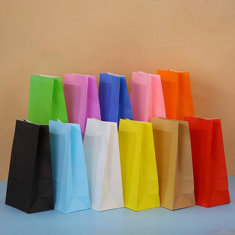 Event Party Shop - 10/20/50 個カラフルなクラフト紙袋食品野菜ショッピングバッグキャンディパッケージクラフトランチバッグ食料品クッキーパンバケットバッグ