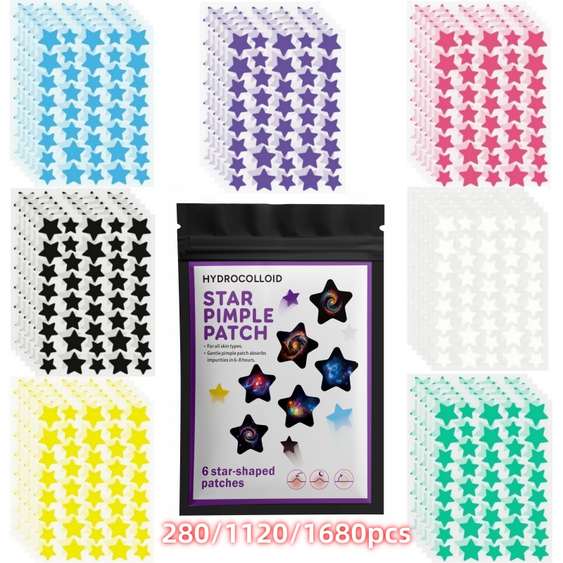 Event & Party Supply - 280/1120/1680枚入りハイドロコロイドニキビパッチ、顔用隠しパッチ、ニキビ、傷跡を隠す。パーティーやイベントに最適。