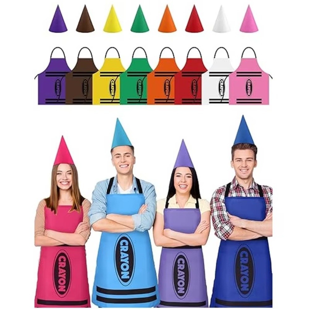 Party Hat Cone - 新しいカラフルなクレヨンをテーマにしたノームセット面白い仮装クレヨンエプロンクリーニングアートクラフトアクティビティノームコーンハットコスチュームパーティー