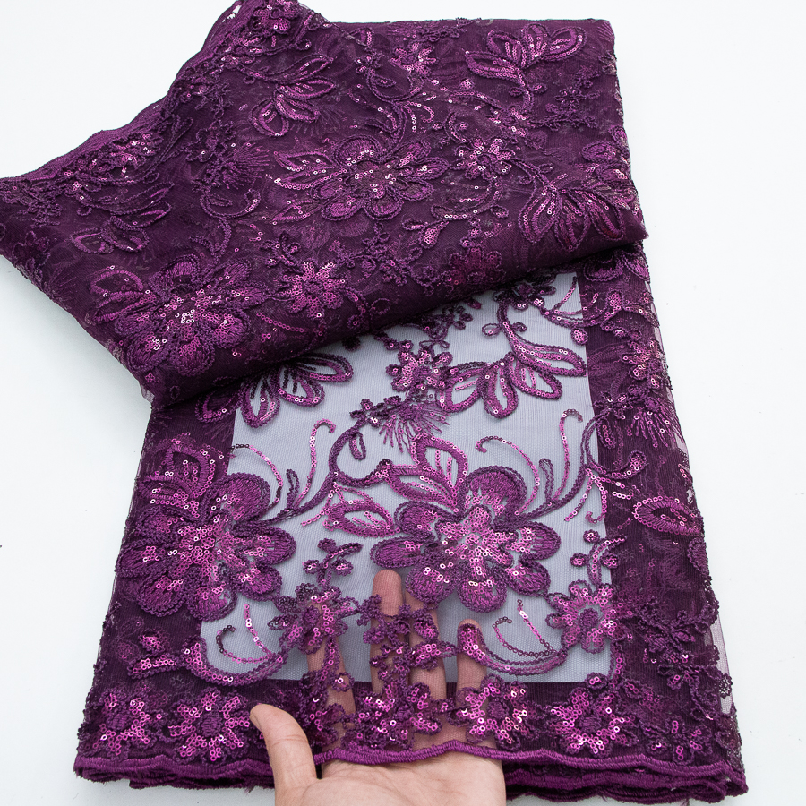 Glitter Tablecloth - 2026年アフリカメッシュチュールレース生地高品質5ヤード刺繍スパンコールフランスネットレース生地女性用ウェディングドレス縫製用