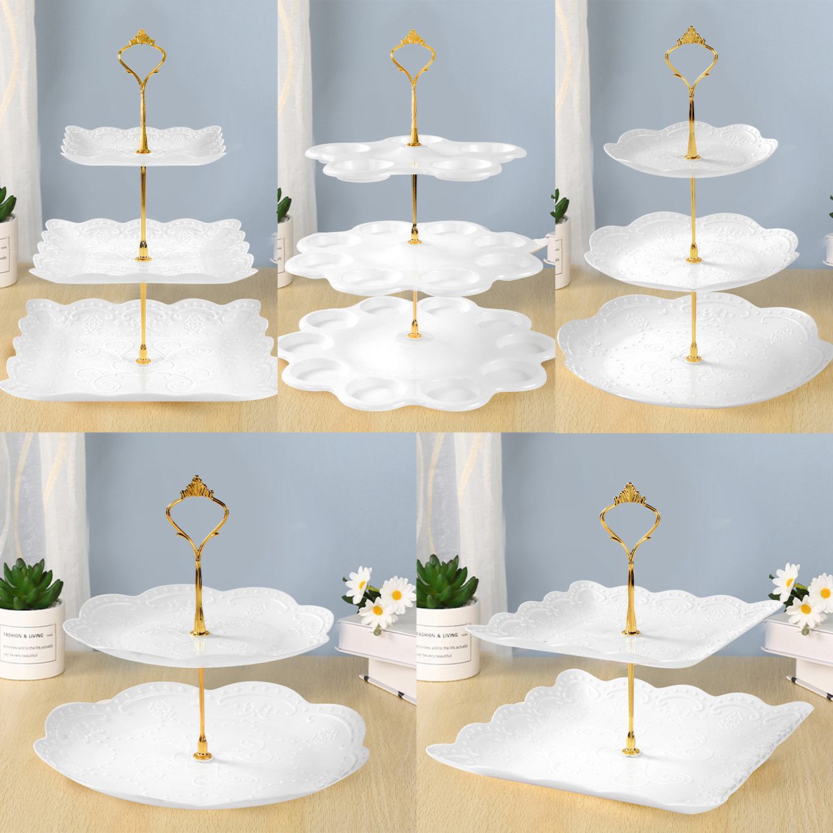 Cupcake Stand Tier - ケーキ,カップケーキ,フルーツプレート,デザートホルダー,ヨーロッパスタイル,結婚披露宴,家の装飾,2レベル,3の取り外し可能なケーキスタンド