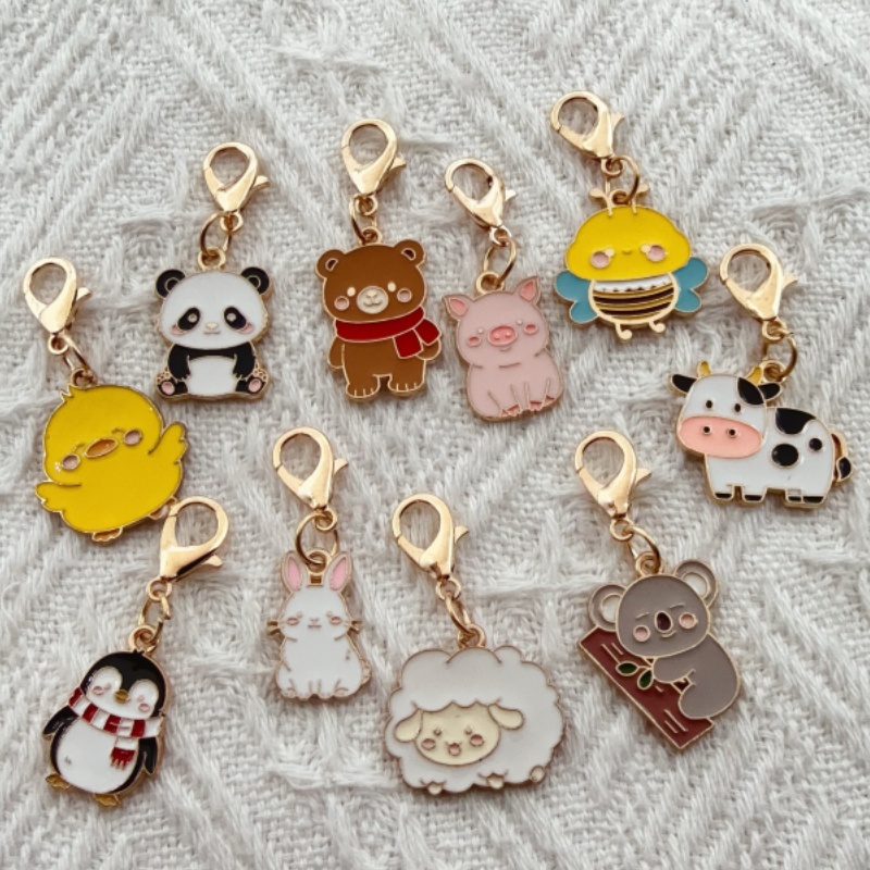 Event Party - 10個入り合金製ドリップオイル漫画動物キーホルダー、バッグ吊り下げアクセサリーに最適、ギフトに最適です。