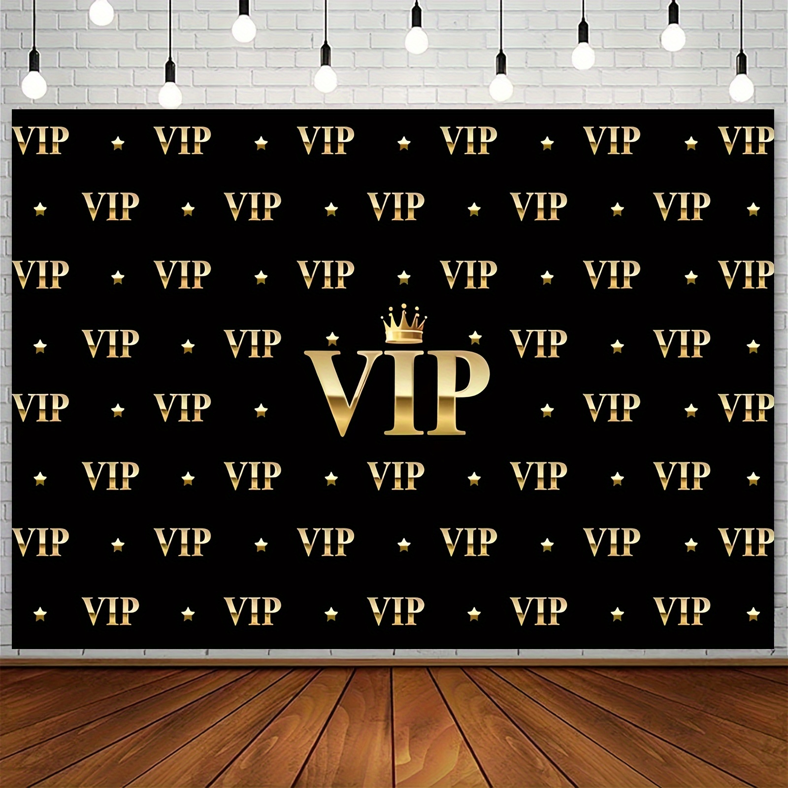 Party Banner Gold - VIP ロイヤル クラウン ブラック ゴールド タペストリー