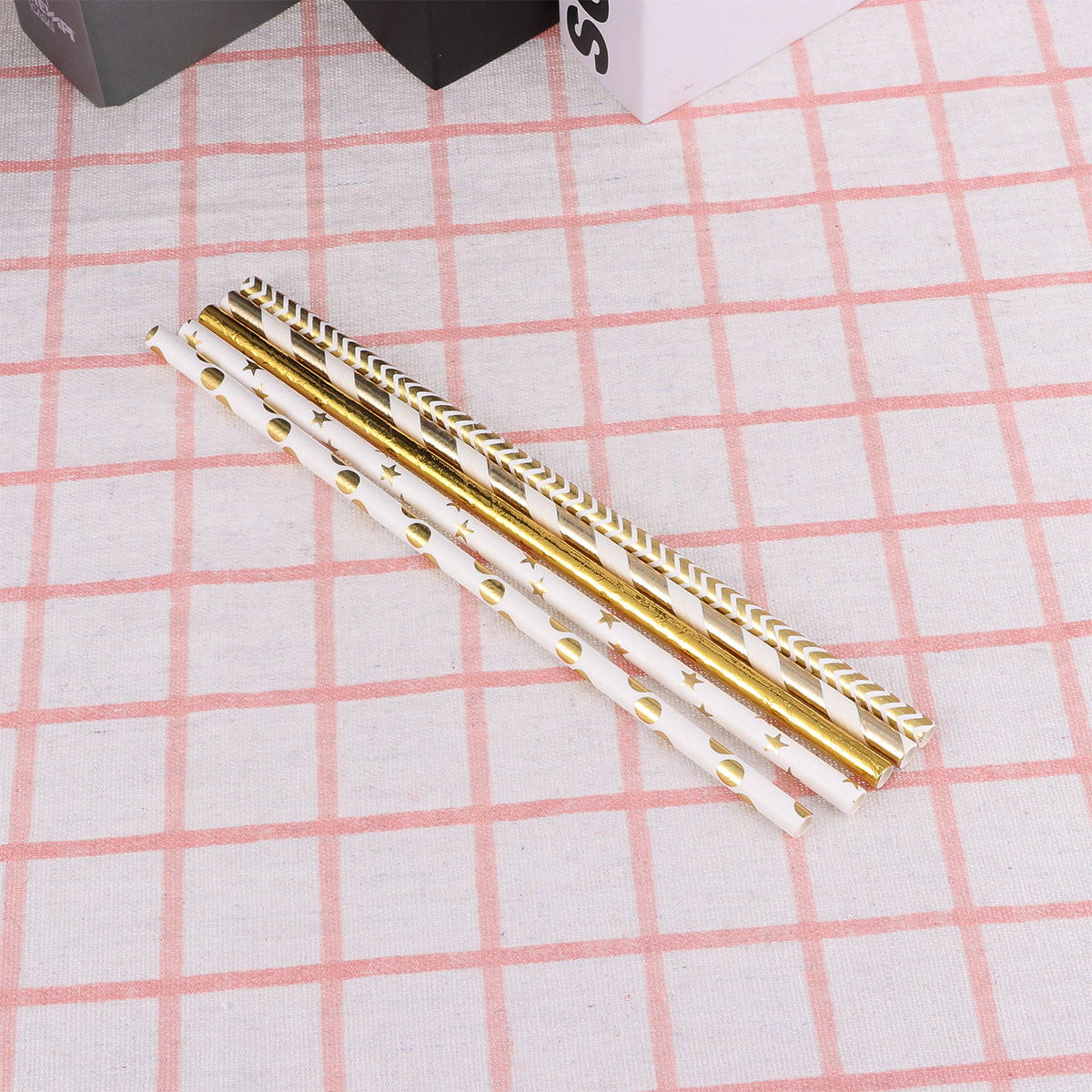 Paper Straw Color - 50本入り ハート型ペーパーストロー 生分解性 使い捨て グリッターカラー ドリンクストロー