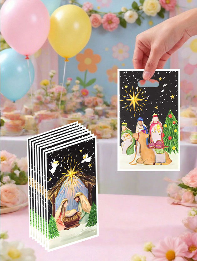 Party Event Supply Store - 20個/40個入り洗礼式をテーマにしたギフトバッグ、夜と雪のシーンデザイン、洗礼式のギフト包装、イベントやパーティー用品、パーティーの記念品バッグに最適です。 小さなギフト包装袋、返礼品用バッグ、誕生日、祝日、ゲーム、パーティー、お祝い、その他の機会に適したギフトバッグ。 持ち運びが簡単で、保管も便利です。