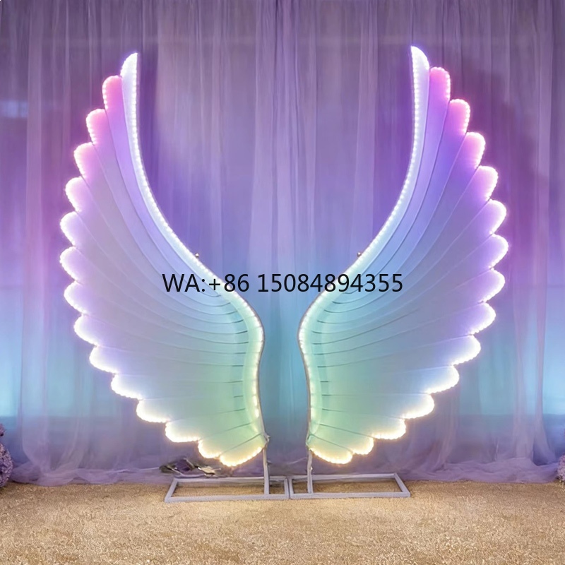Event & Party Supply - 光る天使の羽ライト小道具 カラフルファンタジーLEDウィングス 結婚式ステージ背景装飾 イベントパーティーデコレーション用