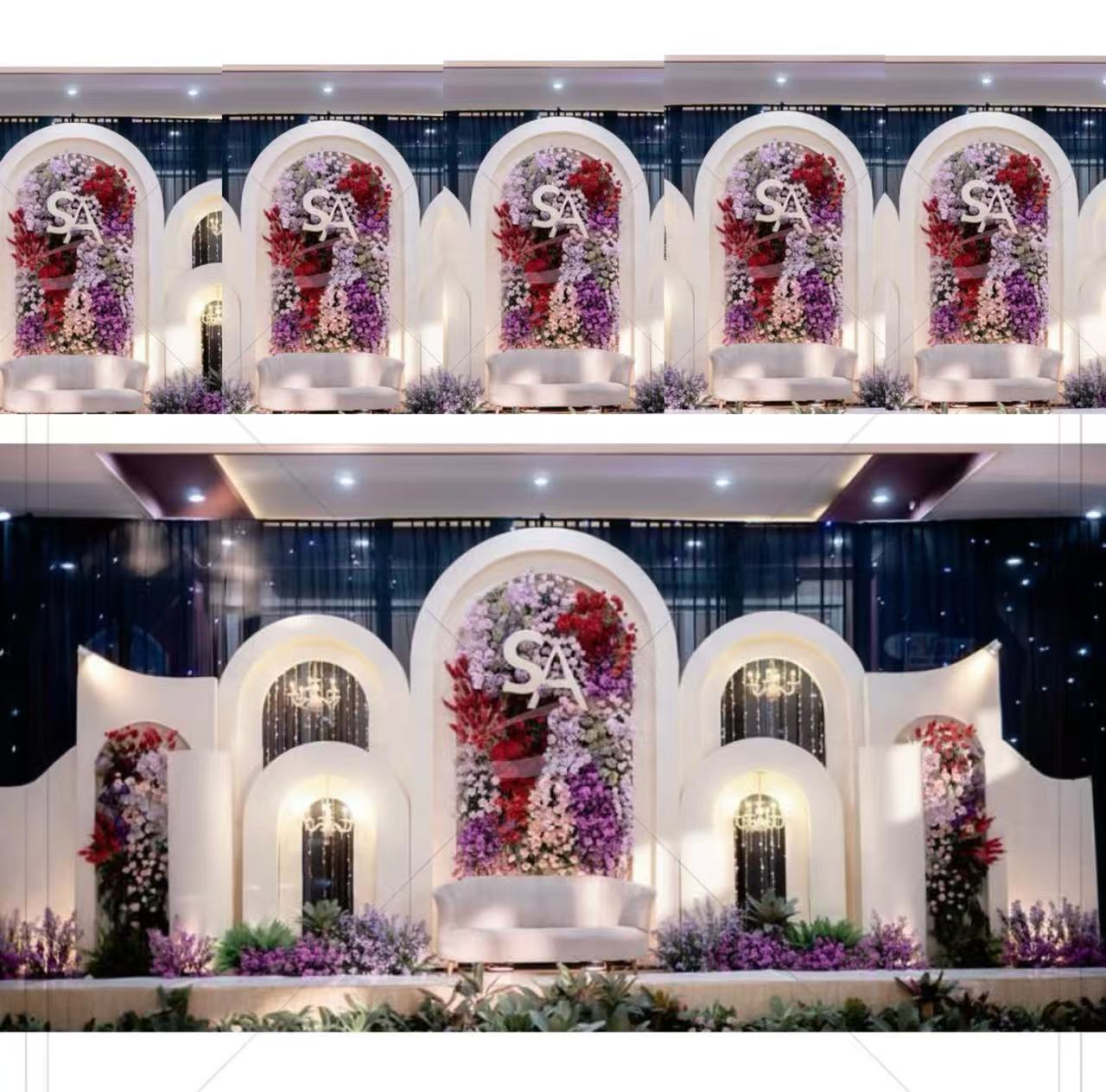 Event Party Supply Rental - 結婚式の装飾用品 PVCアーチ型背景スタンド カスタムウェディングステージ ホワイトイベント 多層背景レンタル