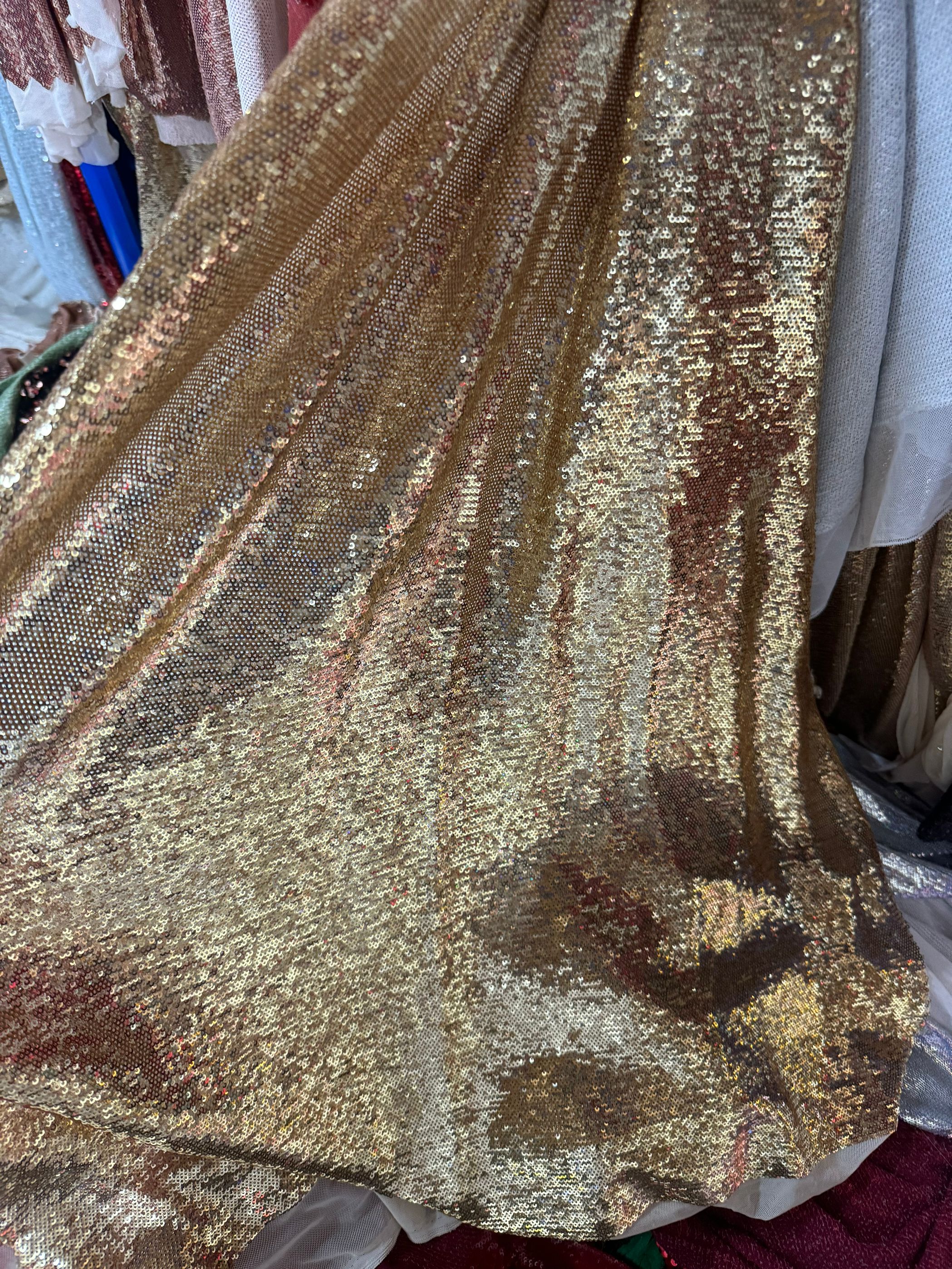 Glitter Tablecloth - 19色展開 3mm 弾性ネット 厚手 密なスパンコール生地 イブニングドレス
