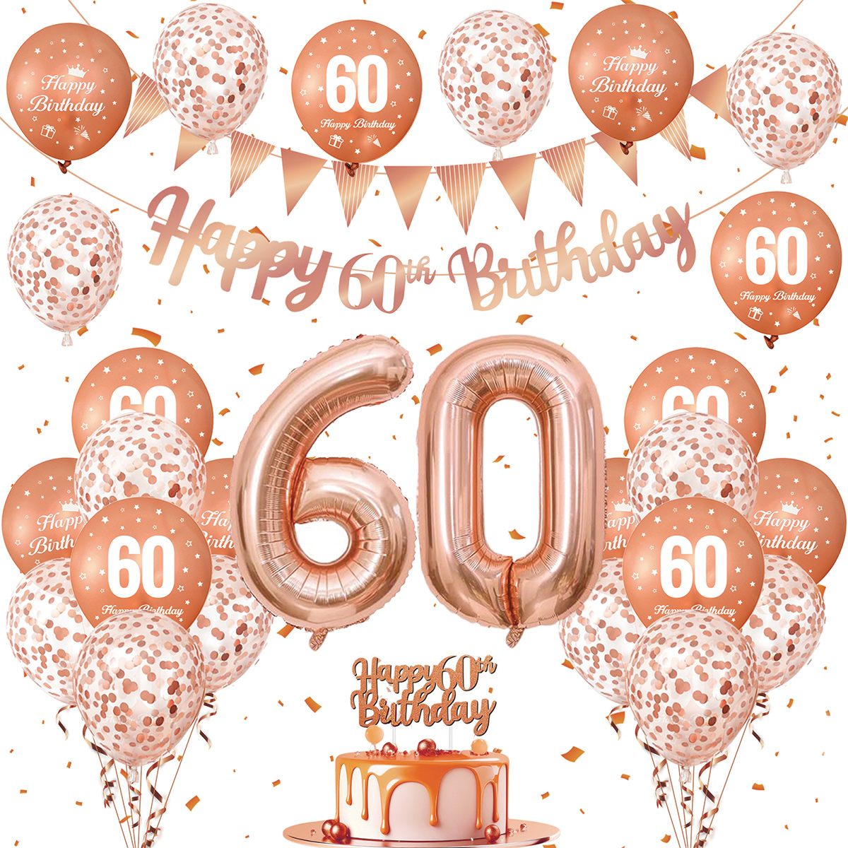 Party Banner Gold - 1 セットローズゴールド誕生日装飾誕生日風船誕生日バナー 18 21 30 40