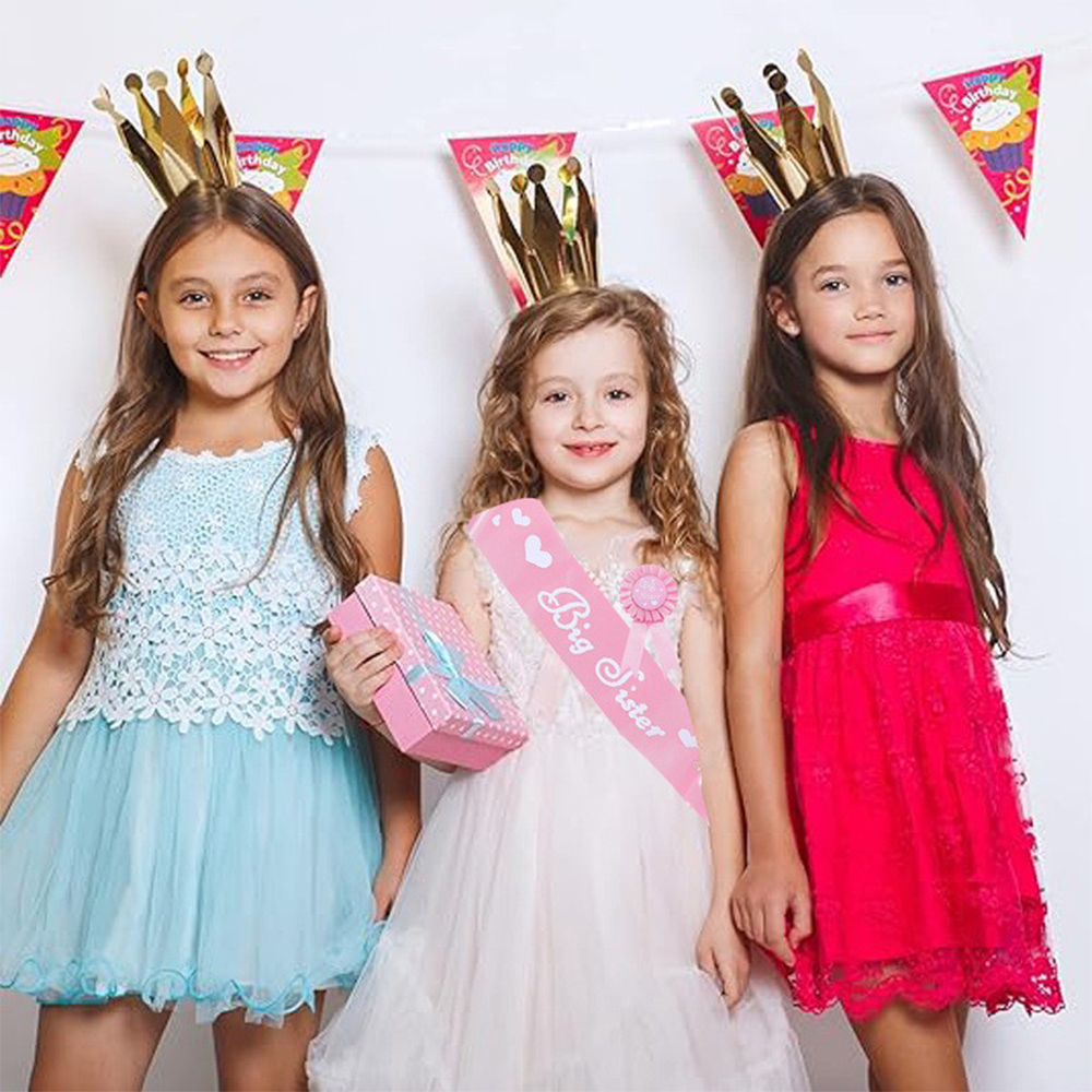 Birthday Sash Glitter - ピンクブルーベビーシャワーグリッターサテンサッシュギフト姉妹ジェンダーリビールベビーシャワーパーティーギフト記念品デコレーション用品