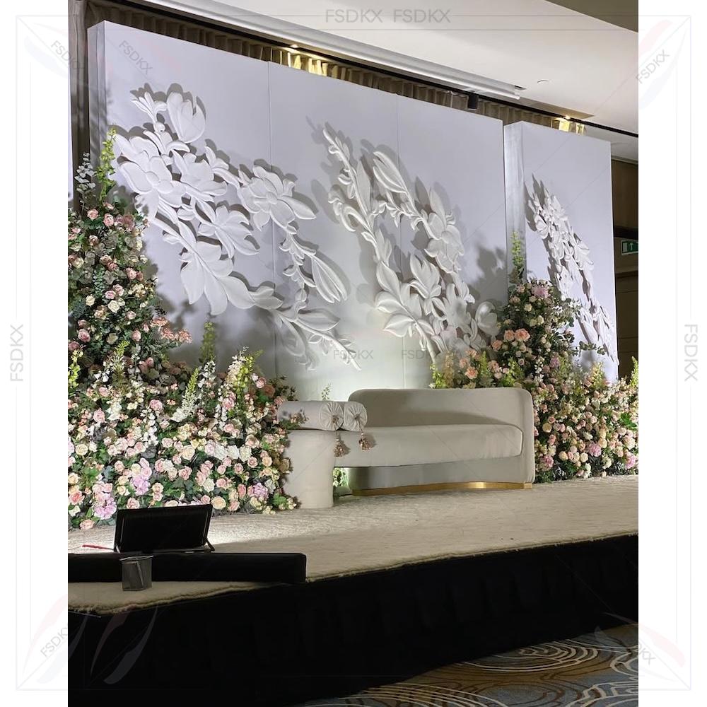 Party Event Supplier - ウェディングサプライヤー ホワイトアーチバックドロップ 3D造花バックドロップアーチ ホワイト