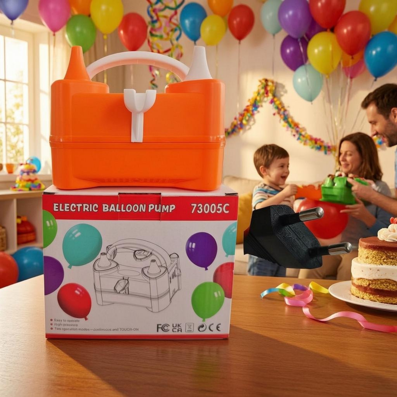Balloon Pump Hand - 電動バルーンポンプ デュアルノズル バルーンインフレータ パーティー用品 2ピンプラグ コンパクト