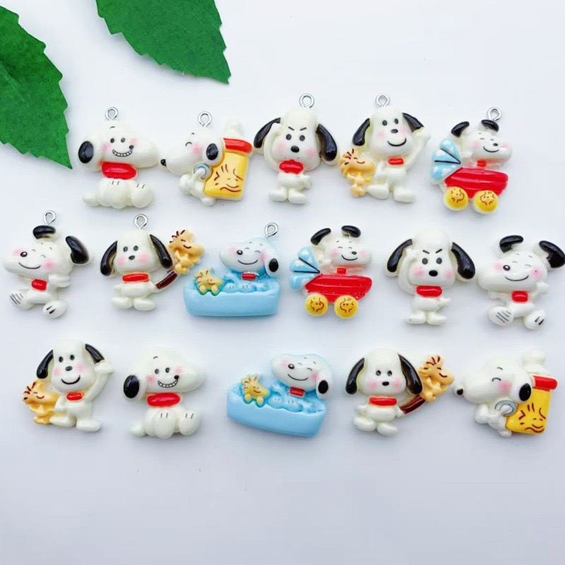Event Party - 12個入り樹脂製漫画犬ペンダント、DIYジュエリー製作イヤリング、キーホルダーアクセサリー