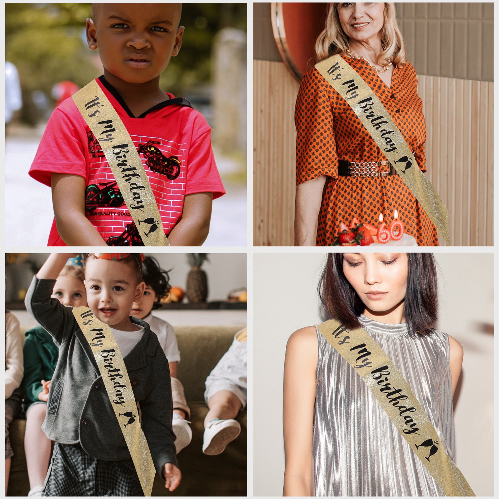 Birthday Sash Glitter - 1 個の誕生日パーティーサッシュグリッタークロスショルダーサッシュ楽しいクリエイティブアクセサリー、どんな服装にも合う、思い出に残る誕生日お祝いパーティー