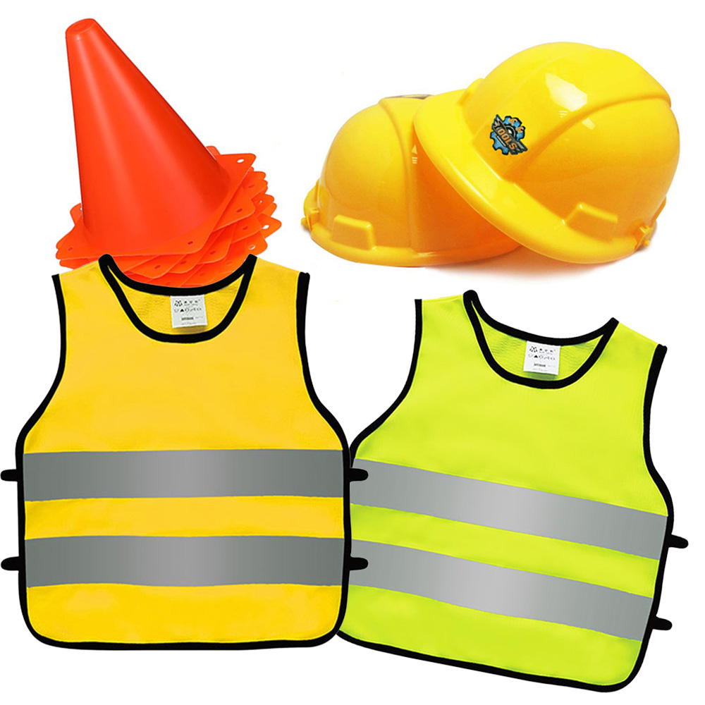 Party Hat Cone - 建設用ドレス用品、建設用コスチューム、ワーカーロールプレイキット、建設用帽子とトラフィックコーン、誕生日カーニバルの好意