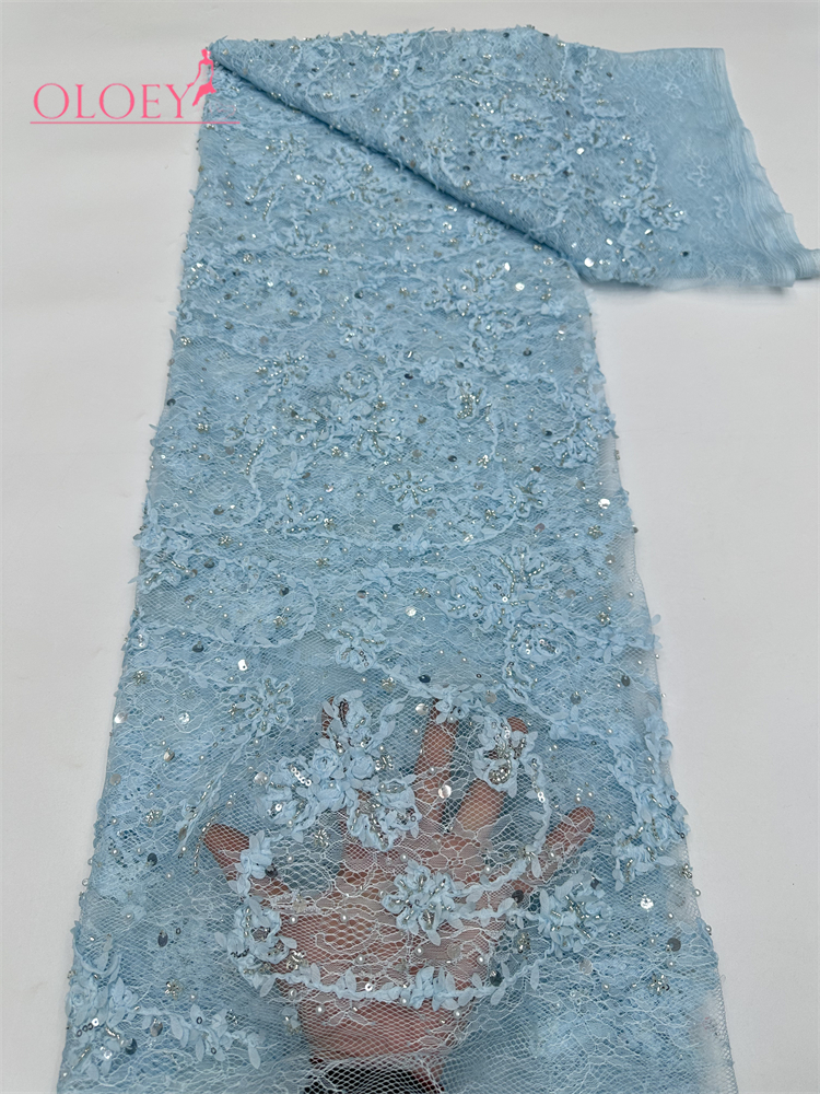 Glitter Tablecloth - OLOEY エレガントなアフリカのスパンコールチュール刺繍レース生地フレンチビーズレース生地ナイジェリアブライダルウェディングドレスマテリア