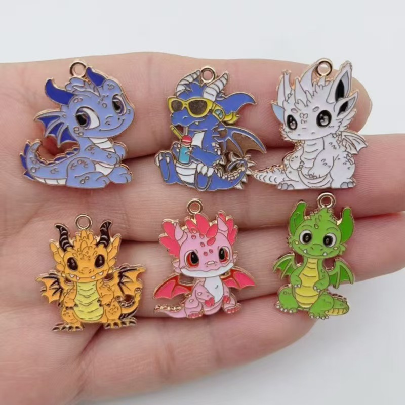 Event Party - 10 個パーソナライズされたリトルフライングドラゴン DIY 漫画ドリップオイルジュエリーアクセサリーシングルハンギングかわいいペンダントイヤリングネックレス K