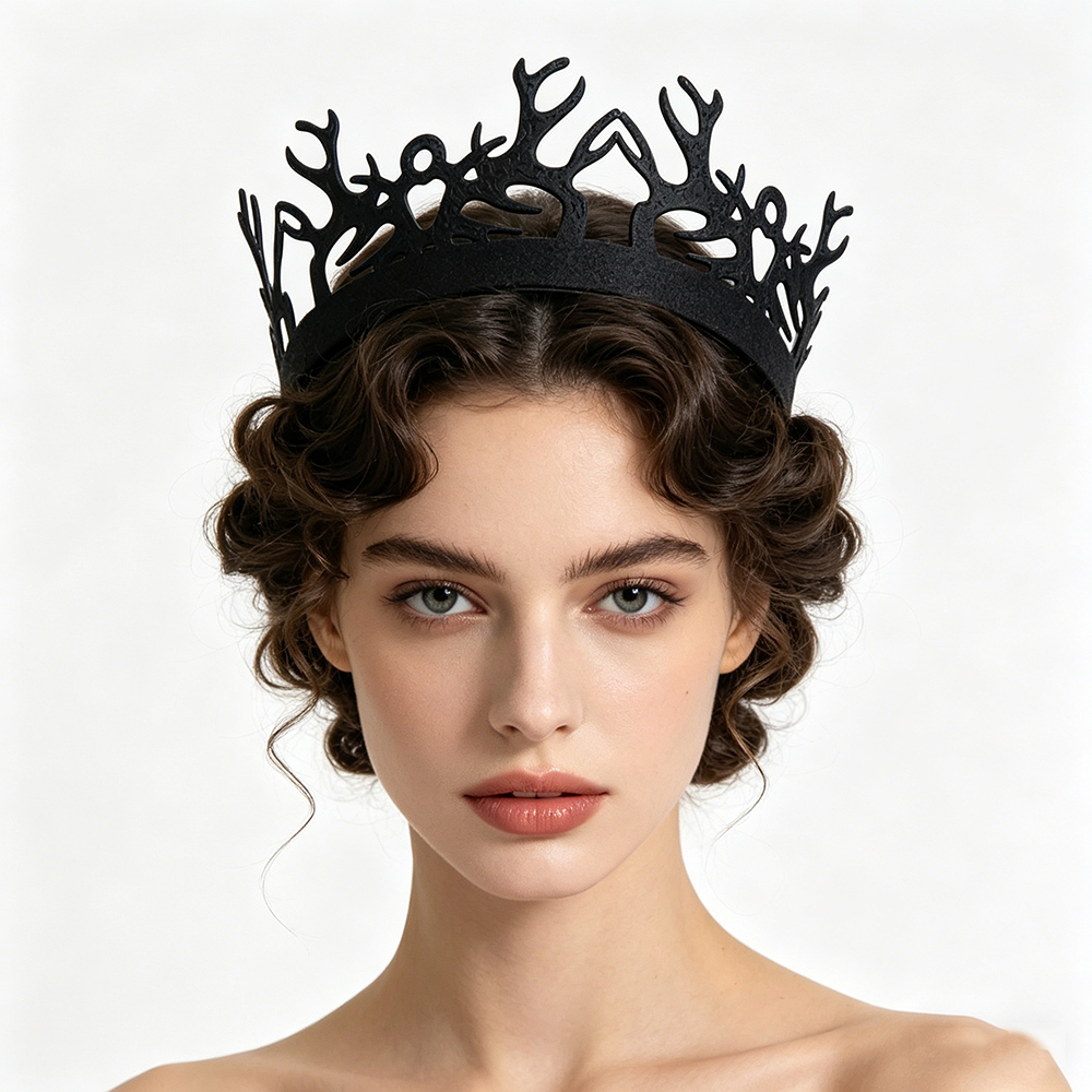 Event & Party Supply - 1pc ファッションブラックゴシックアントラークラウンティアラダークフォレストメタルクイーンヘッドバンドヘアアクセサリーコスプレパーティーフォーマルイベント用