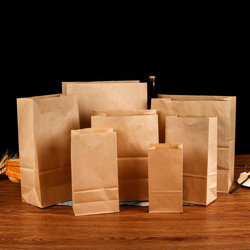 Event Party Shop - 25/50/100 ブラウンクラフトバッグファインギフトバッグ食品野菜ショッピングバッグキャンディ包装クラフトランチバッグ食料品ビスケットパン B