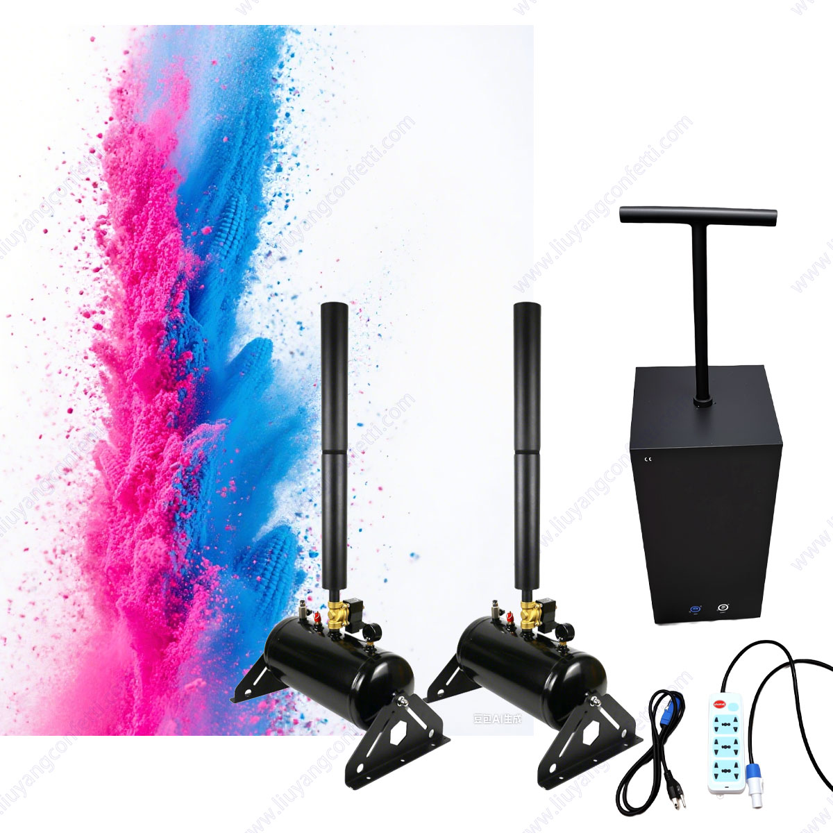 Confetti Cannon Tube - 紙吹雪ストリーマーベビーシャワーマシンコンプレッサー空気CO2ブラスター色煙パウダー性別発表キャノンTNTピンクブルー男の子女の子