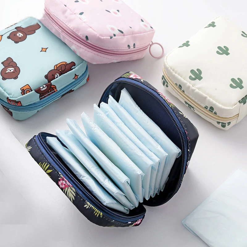 Napkin Folding Set - 女性小さな化粧品バッグセットジッパーガールズミニ生理用ナプキン化粧口紅バッグ旅行イヤホンコインオーガナイザーポーチバッグ
