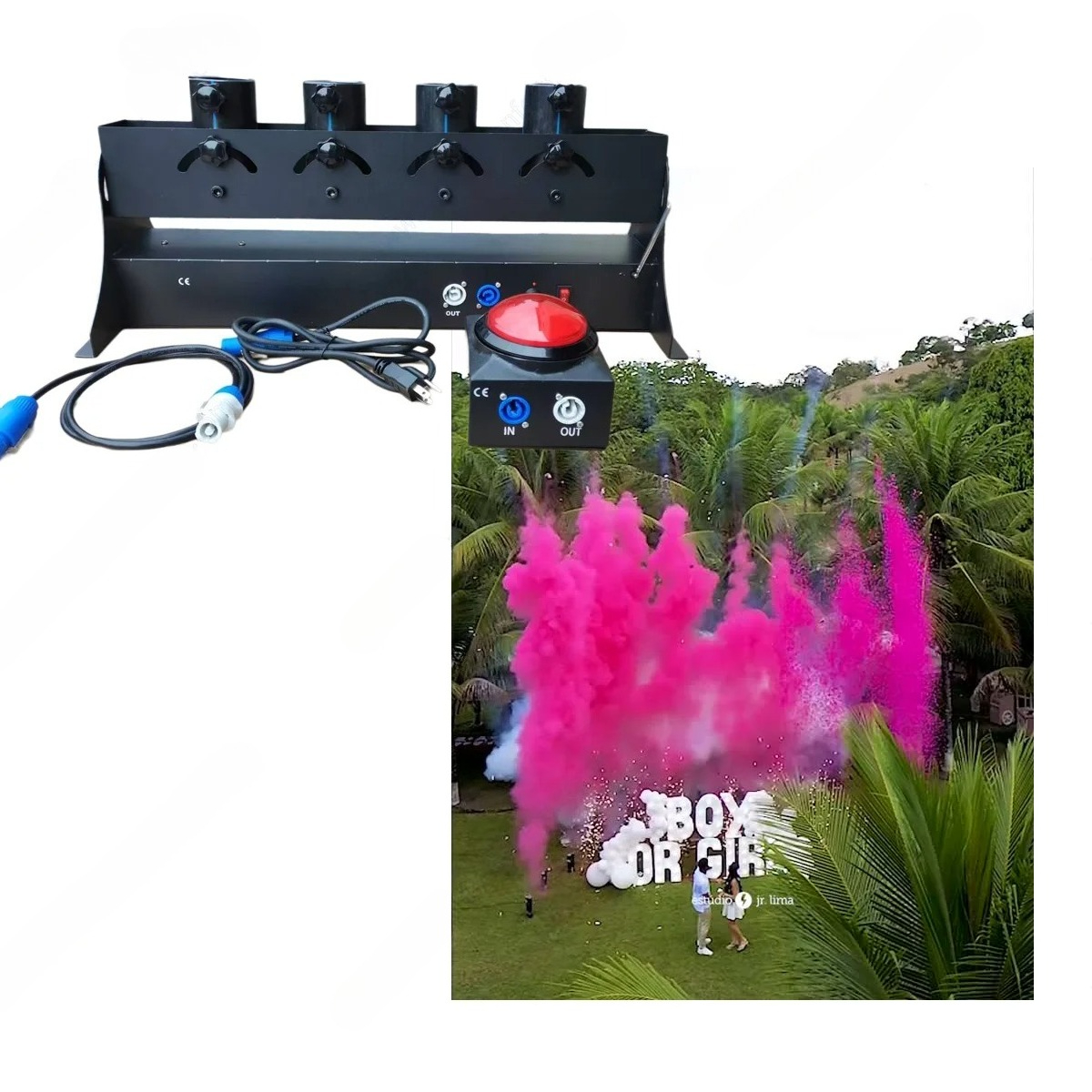 Confetti Cannon Tube - ベビーシャワー TNT 電子式スプレー紙吹雪パウダーキャノン 4本筒 ジェンダーリビール 結婚式