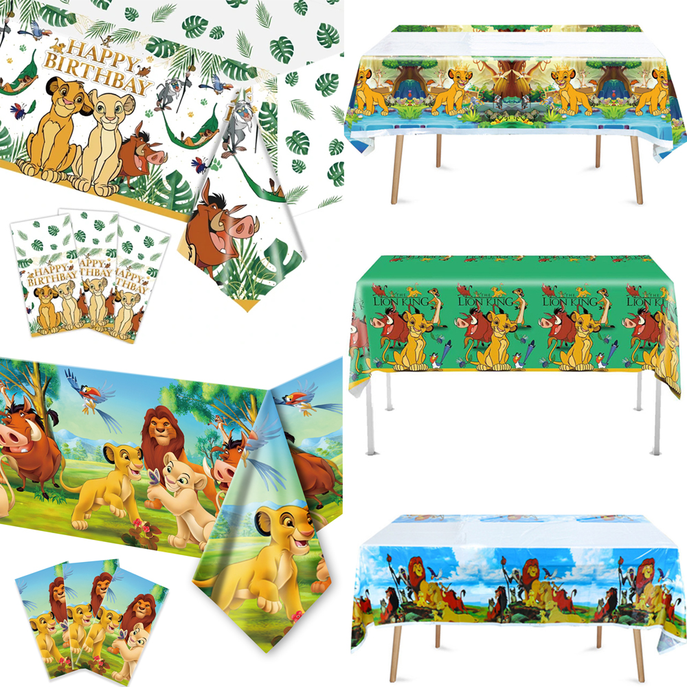 Table Cloth Disposable - シンバ ライオンキング テーブルクロス 誕生日パーティー 長方形テーブルデコレーション ライオンテーブルカバー
