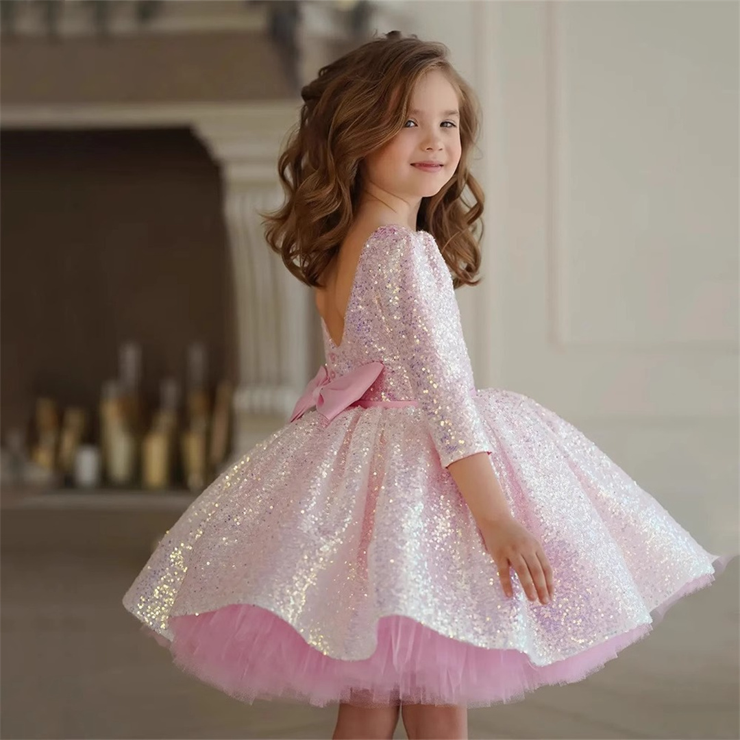 女の子のための膝丈のプリンセスドレス,スパンコール付きドレス - Birthday Sash Glitter のレビューと価格