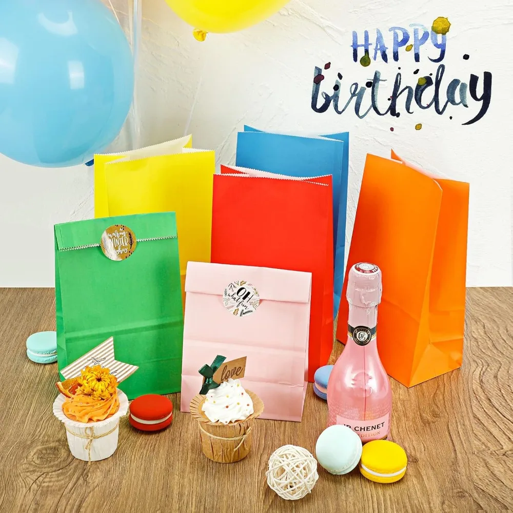 10/20/50 個カラフルなクラフト紙袋食品野菜ショッピン - Event Party Shop のレビューと価格