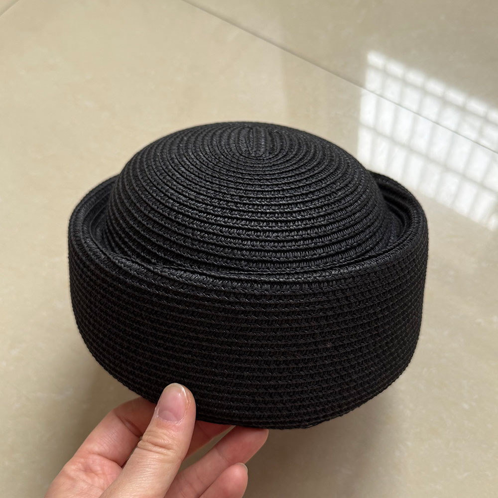 新しい夏の手作りストローピルボックスハット、フェドラ帽、女性 - Paper Straw Color のレビューと価格