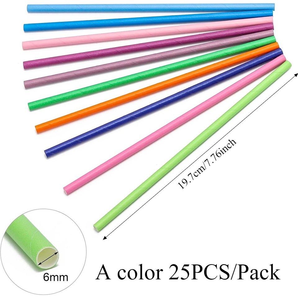 25/50/100 個使い捨て紙ストロー無地ストロー誕生日パ - Paper Straw Color のレビューと価格