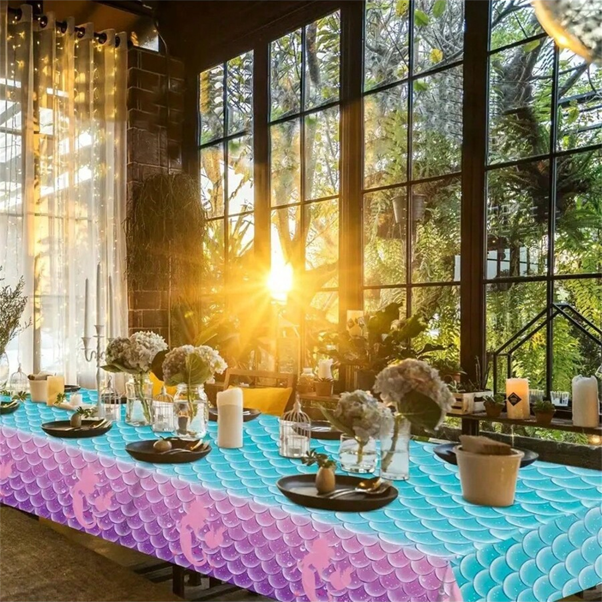 1pc 使い捨て PE プラスチックテーブルクロス マーメイ - Table Cloth Disposable のレビューと価格