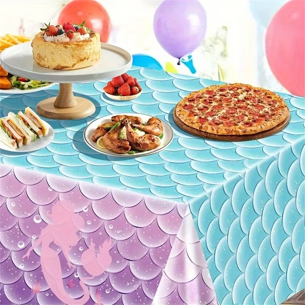 1pc 使い捨て PE プラスチックテーブルクロス マーメイ - Table Cloth Disposable のレビューと価格