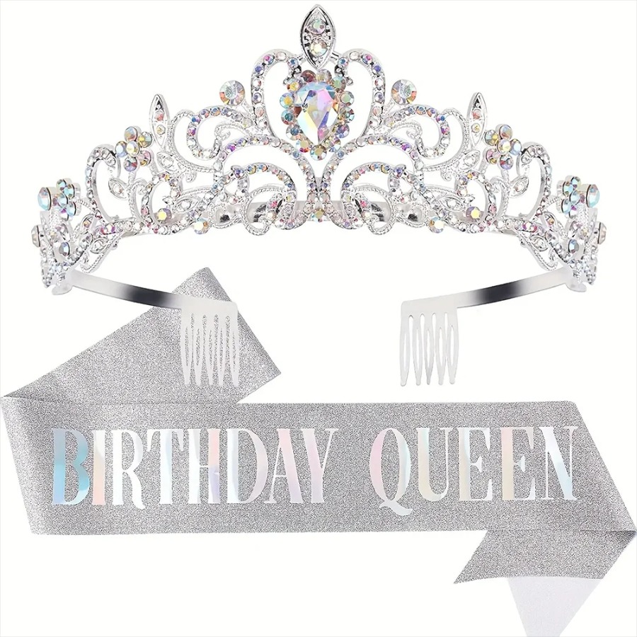 2個セット キラキララインストーンクリスタルクラウンティアラ - Birthday Sash Glitter のレビューと価格
