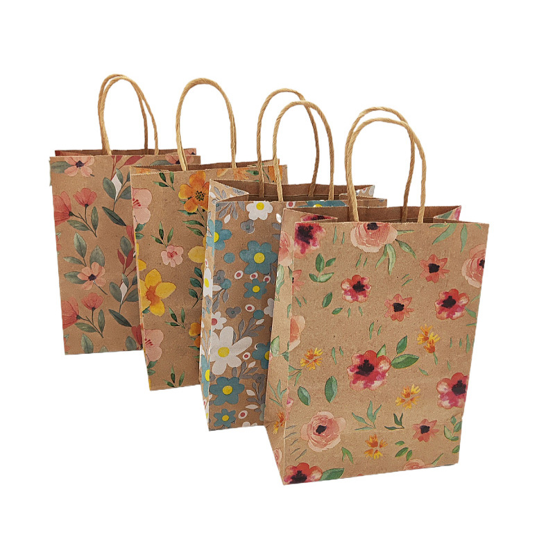 クラフト紙の花のギフトバッグ,ハンドルのラッピング,結婚式の - Event Party Shop のレビューと価格