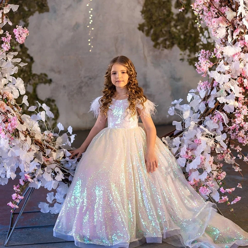 カスタマイズされたグリッターフラワーガールドレス結婚式用スパ - Birthday Sash Glitter のレビューと価格