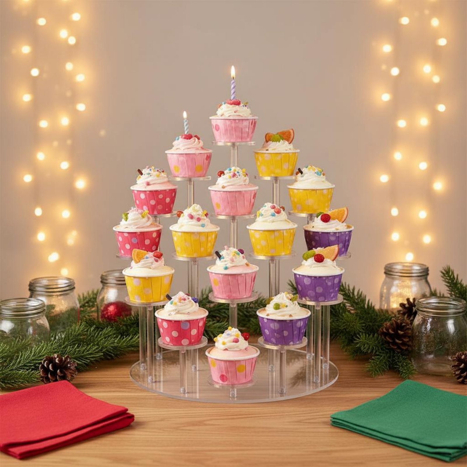 アクリルカップケーキスタンド透明ラウンドカップケーキディスプ - Cupcake Stand Tier のレビューと価格
