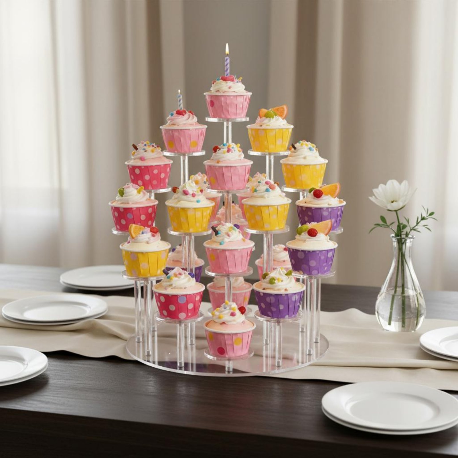 アクリルカップケーキスタンド透明ラウンドカップケーキディスプ - Cupcake Stand Tier のレビューと価格