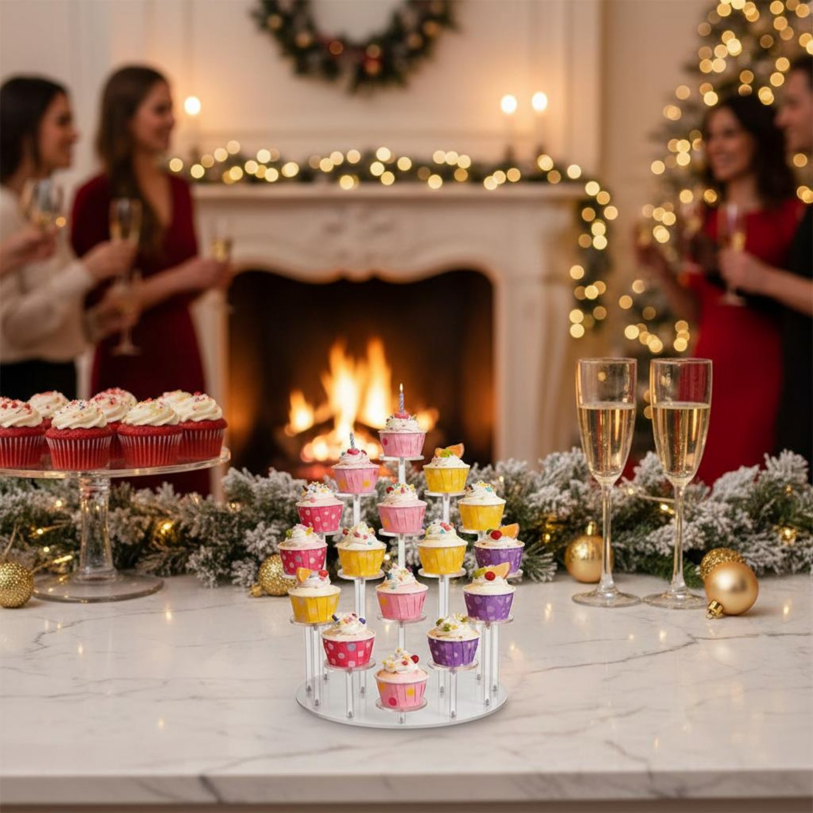 アクリルカップケーキスタンド透明ラウンドカップケーキディスプ - Cupcake Stand Tier のレビューと価格