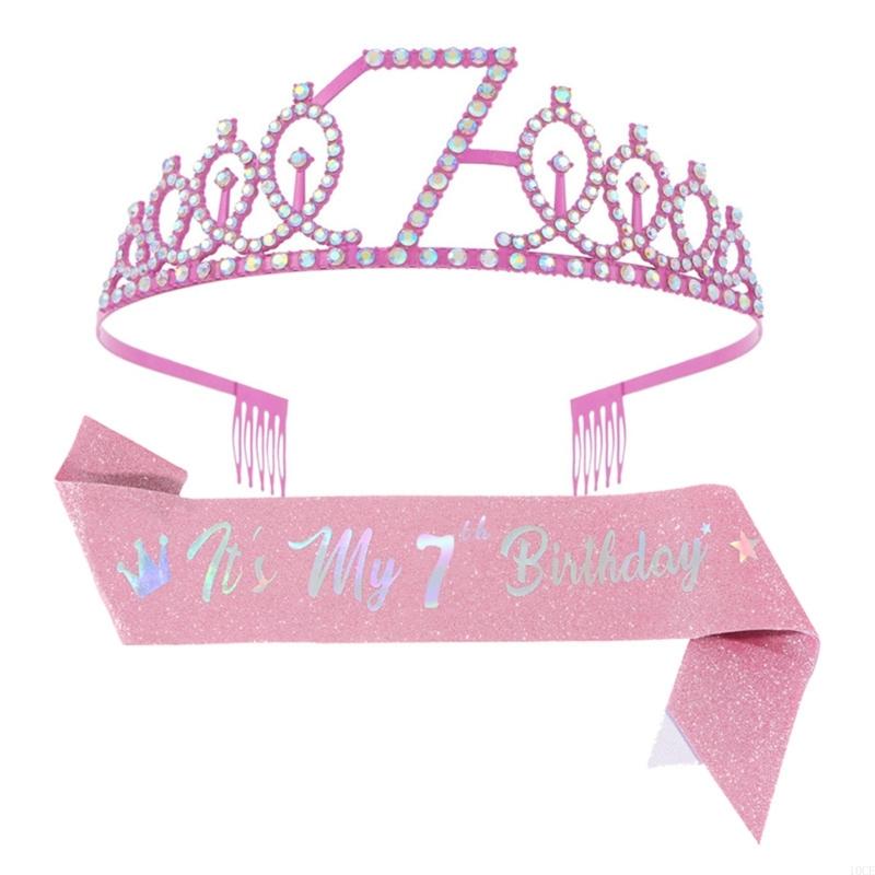 キラキラピンクの誕生日ティアラとサッシュセット ガールズパー - Birthday Sash Glitter のレビューと価格