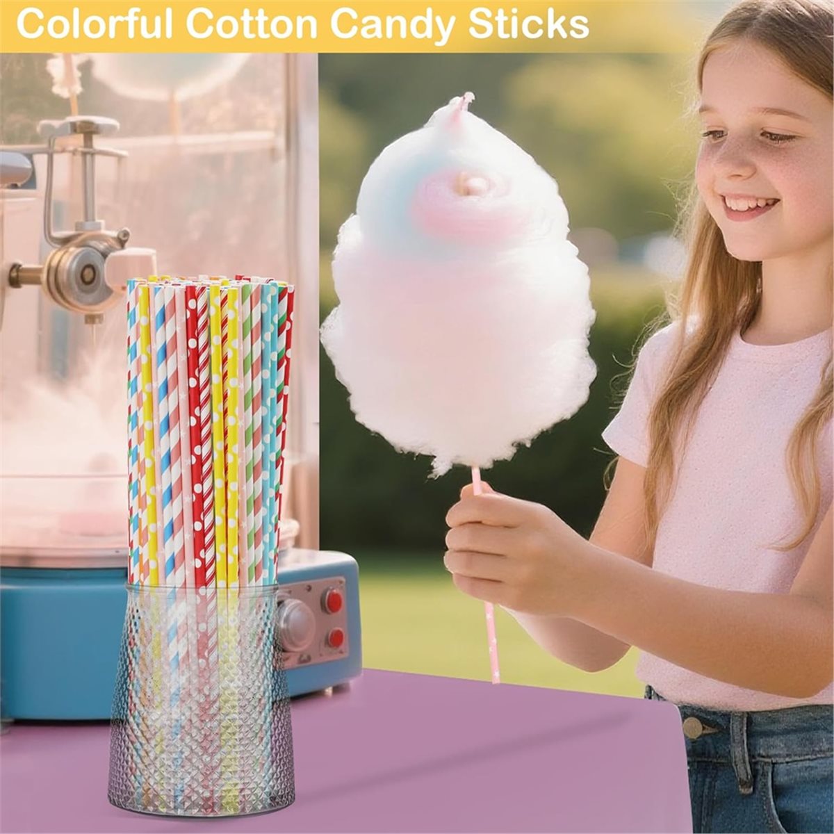 ABZT 綿菓子コーン200個、綿菓子スティック11.8イン - Cotton Candy Cone のレビューと価格