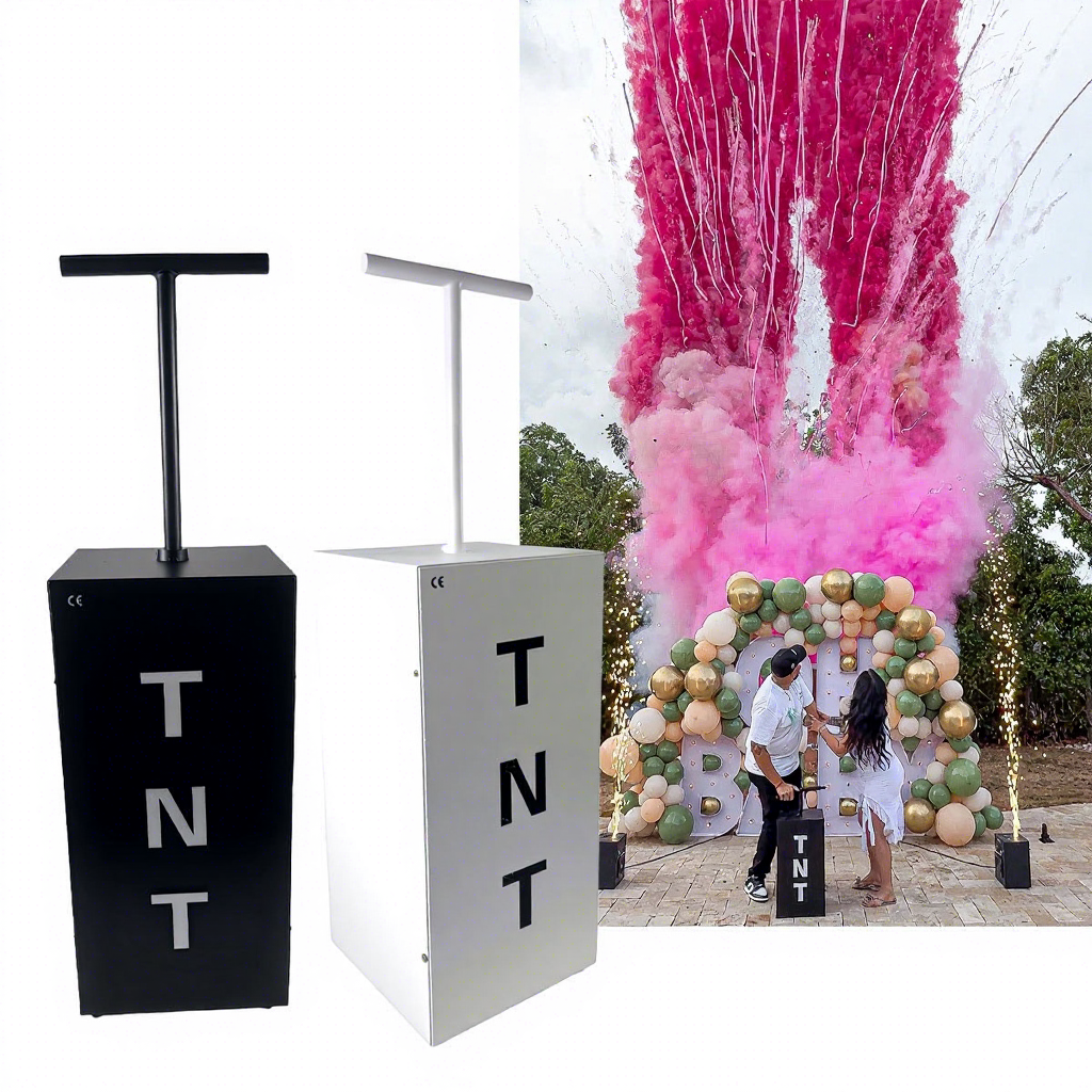 人気の電子式リモコン操作カラースモークスプレーヤー、青とピン - Confetti Cannon Tube のレビューと価格