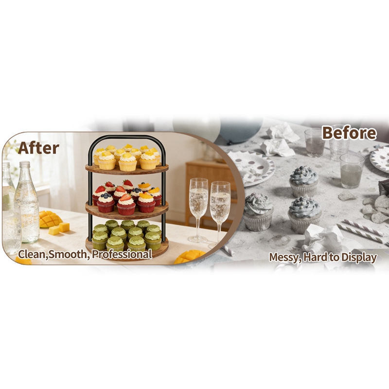 ABLN-木製カップケーキスタンド デザートテーブルディスプ - Cupcake Stand Tier のレビューと価格