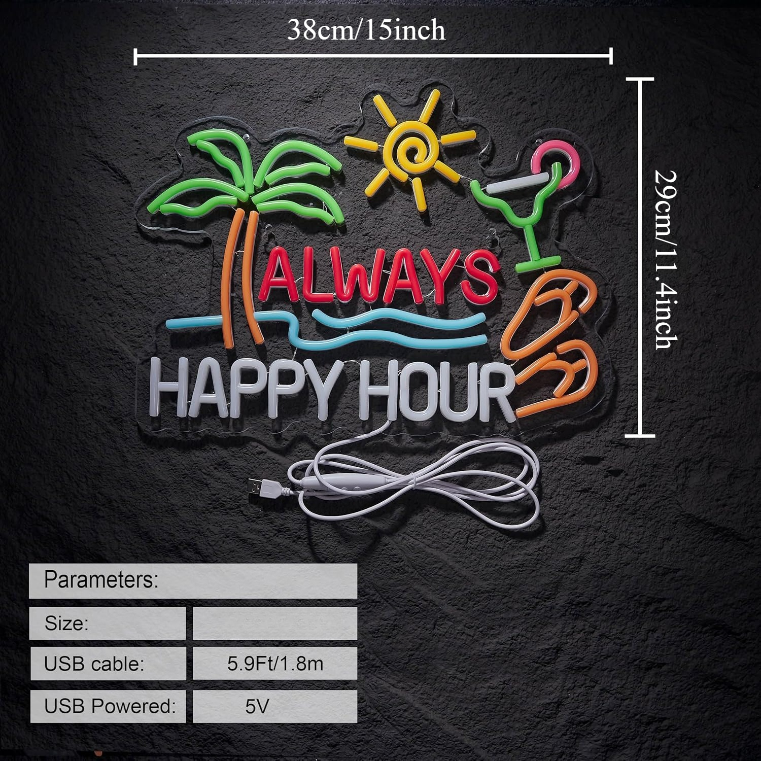 常に楽しい時間！ビールバーのネオンサイン、壁飾り用調光可能U - Neon Sign Party のレビューと価格
