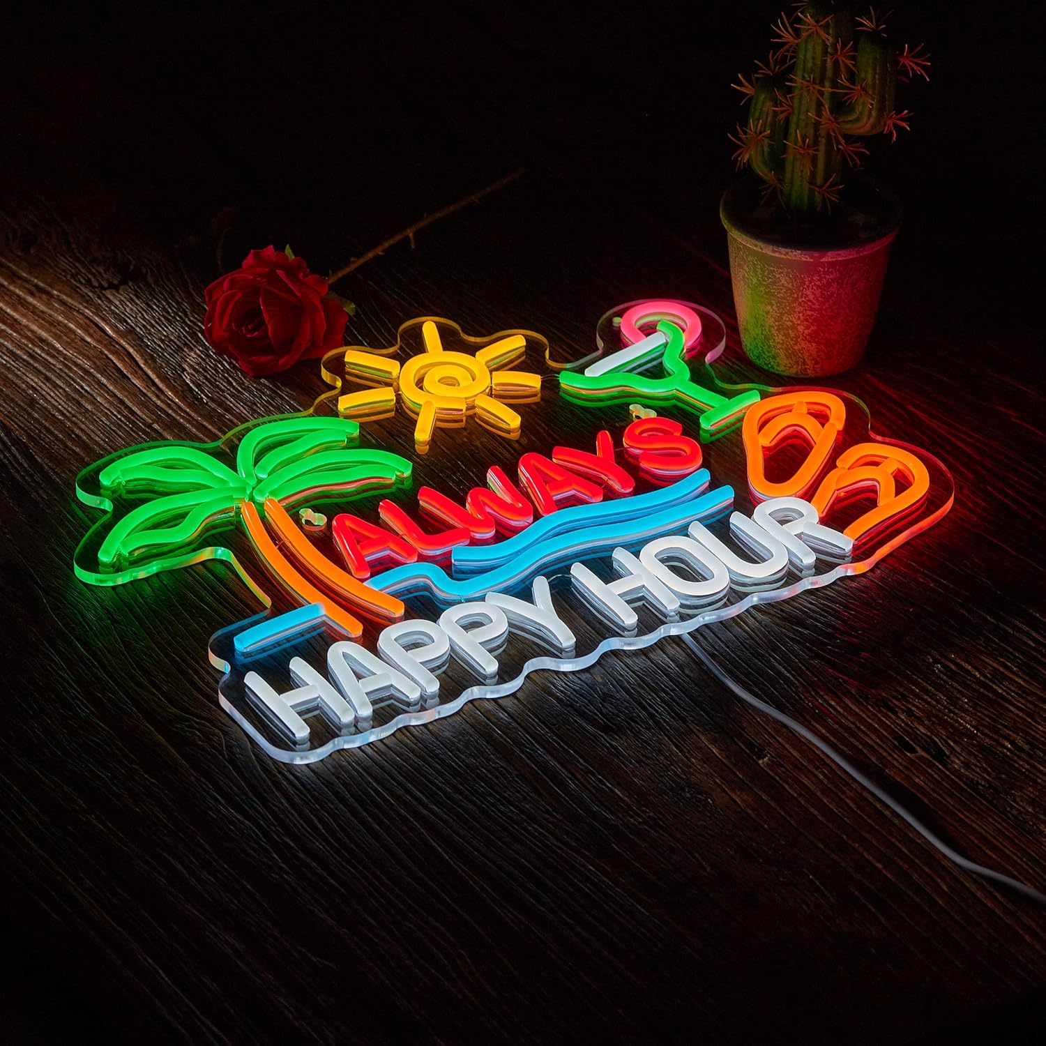 常に楽しい時間！ビールバーのネオンサイン、壁飾り用調光可能U - Neon Sign Party のレビューと価格