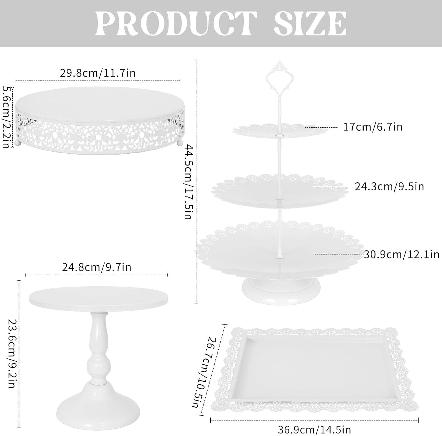 ブラックメタルデザートテーブルディスプレイセット8点セット  - Cupcake Stand Tier のレビューと価格