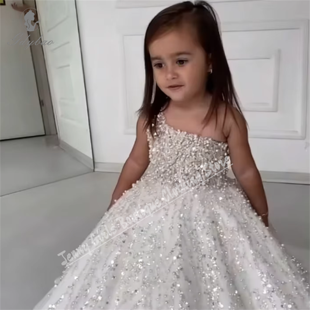 グリッタービーズふわふわシングルショルダーフラワーガールドレ - Birthday Sash Glitter のレビューと価格