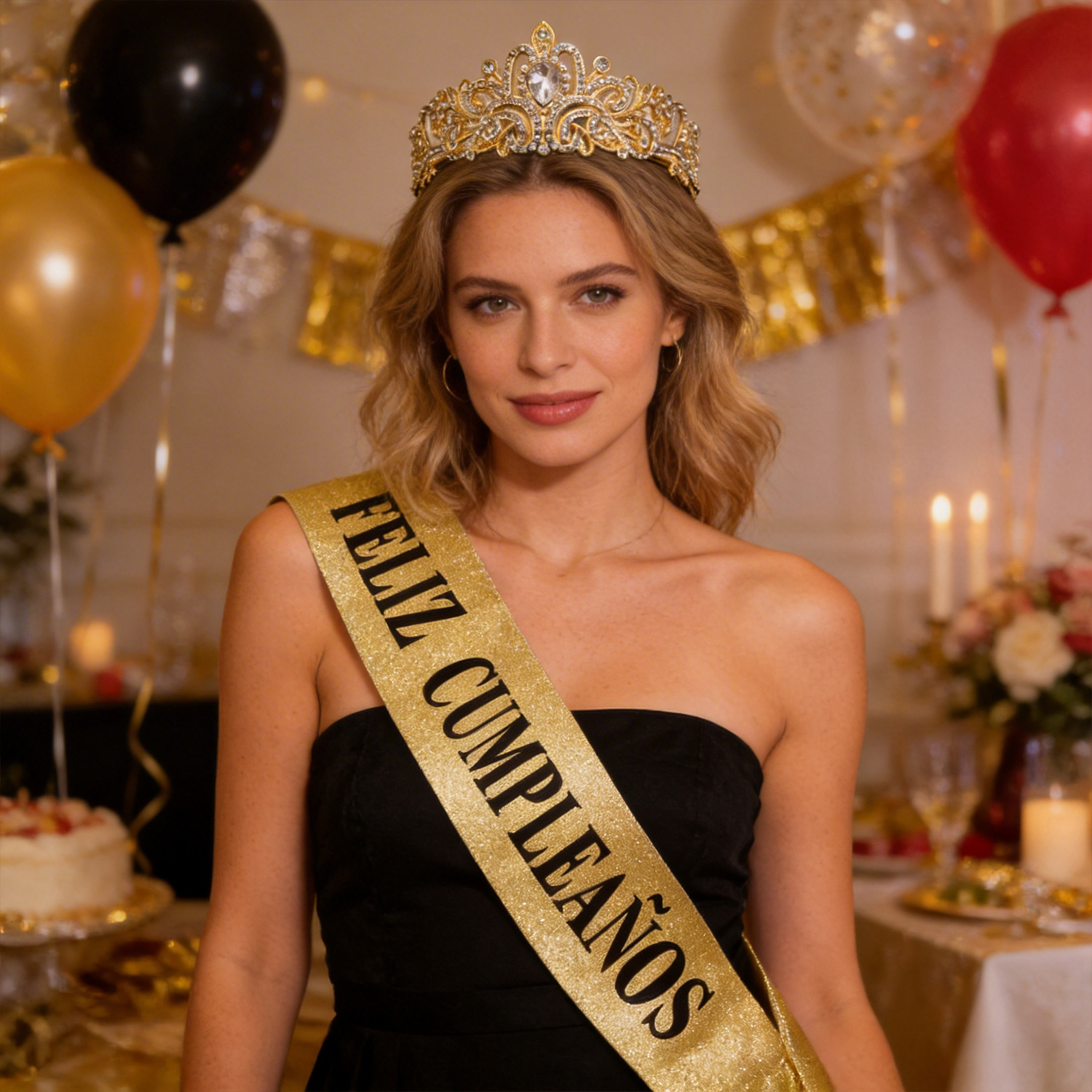 ゴールドグリッター「Feliz Cumpleaños」サッシ - Birthday Sash Glitter のレビューと価格