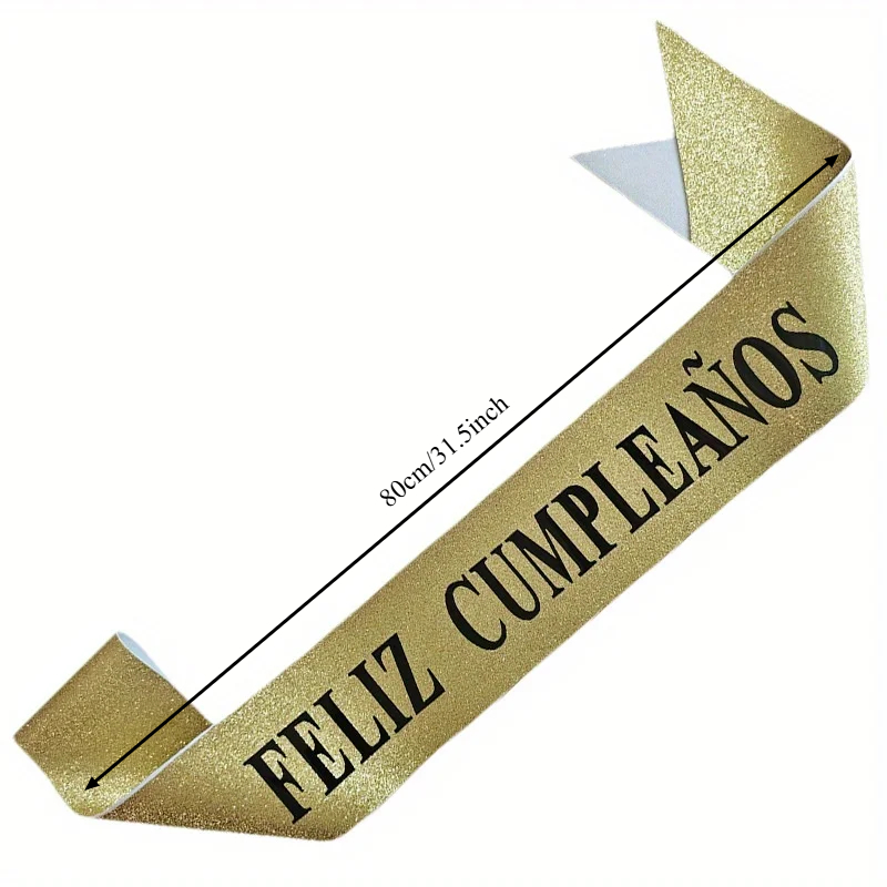 ゴールドグリッター「Feliz Cumpleaños」サッシ - Birthday Sash Glitter のレビューと価格